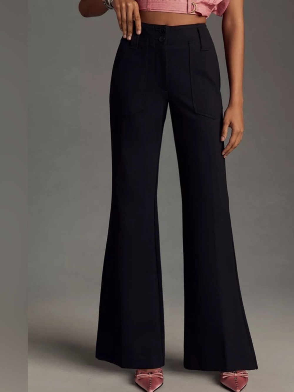 Maeve by Anthropologie The Naomi Ponte Wide Leg Flare Pants Size 10 - Picture 1 of 12
